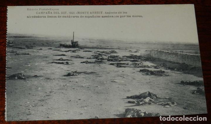 Military Antiques: POSTAL DE LA CAMPA&Ntilde;A DEL RIF. 1921. MONTE ARRUIT. ASPECTO DE LOS ALREDEDORES LLENOS DE CADAVERES DE