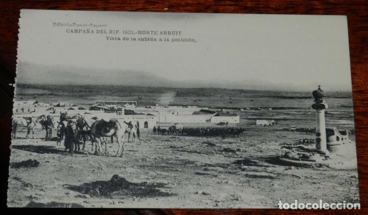 Militaria: POSTAL DE LA CAMPA&Ntilde;A DEL RIF. 1921. MONTE ARRUIT. VISTA DE LA SUBIDA A LA POSICION. ED. POSTAL EXPRE