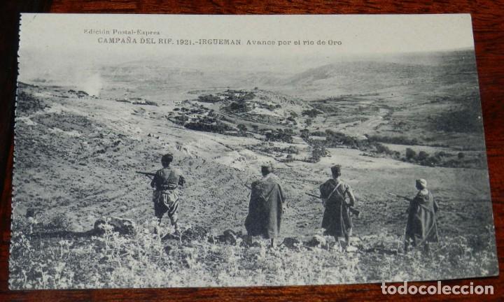 Militaria: POSTAL DE LA CAMPA&Ntilde;A DEL RIF. 1921. IRGUEMAN. AVANCE POR EL RIO DE ORO. ED. POSTAL EXPRES. FOTOTIPIA