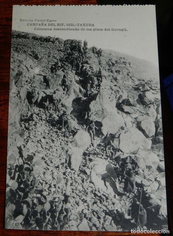Militaria: POSTAL DE LA CAMPA&Ntilde;A DEL RIF. 1921. IRGUEMAN. COLUMNA DESCENDIENDO DE LOS PICOS DEL GURUGU. ED. POST