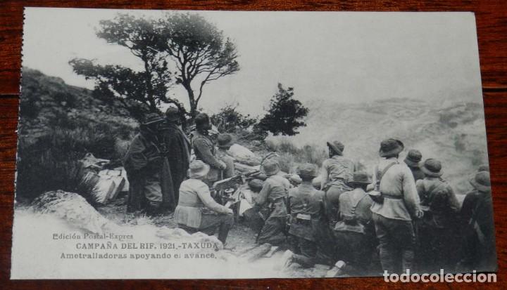 Militaria: POSTAL DE LA CAMPA&Ntilde;A DEL RIF. 1921. TAXUDA. AMETRALLADORAS APOYANDO EL AVANCE. ED. POSTAL EXPRES. FO