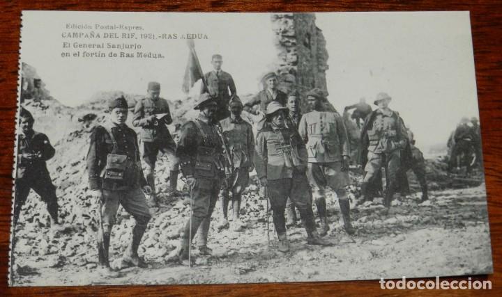 Militaria: POSTAL DE LA CAMPA&Ntilde;A DEL RIF. 1921. RAS MEDUA. EL GENERAL SANJURJO EN EL FORTIN DE RAS MEDUA. FOTOTI
