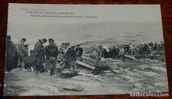 Militaria: POSTAL DE LA CAMPA&Ntilde;A DEL RIF. 1921. RAS MEDUA. BATERIA CA&Ntilde;ONEANDO AL ENEMIGO DESDE LA ESPONJA. FOTOT
