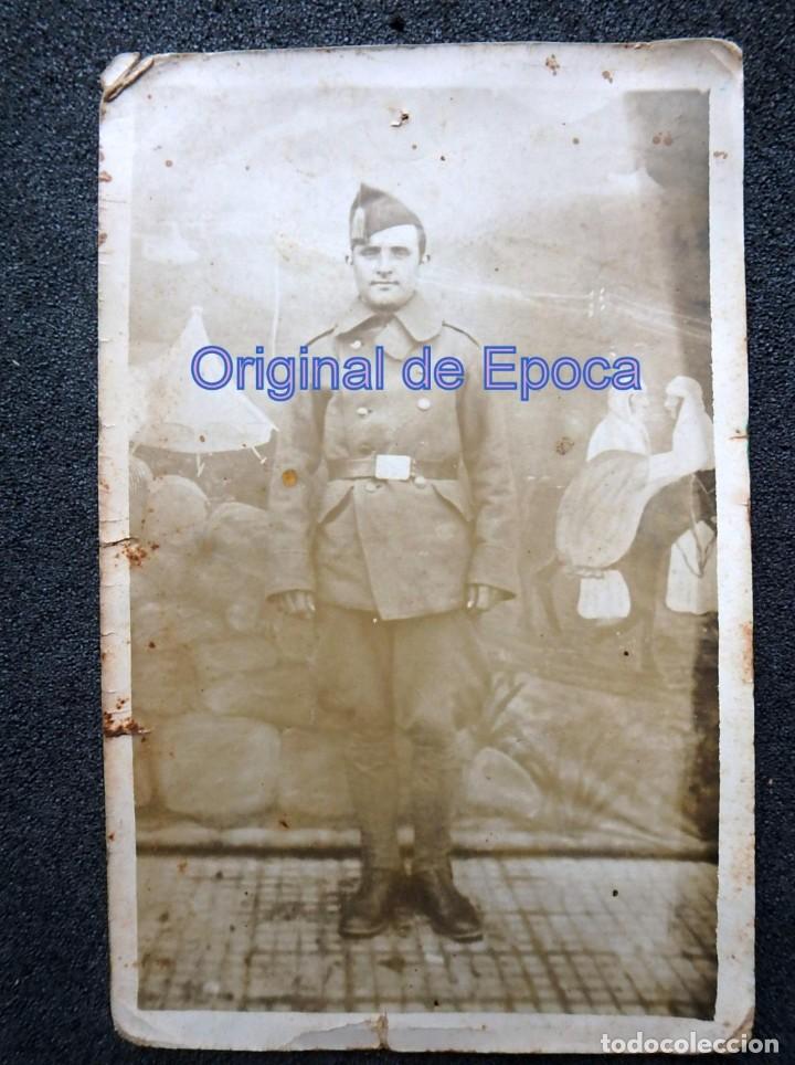 Militaria: (JX-200425)Fotograf&iacute;a de soldado,&Aacute;frica ? medidas tarjeta postal