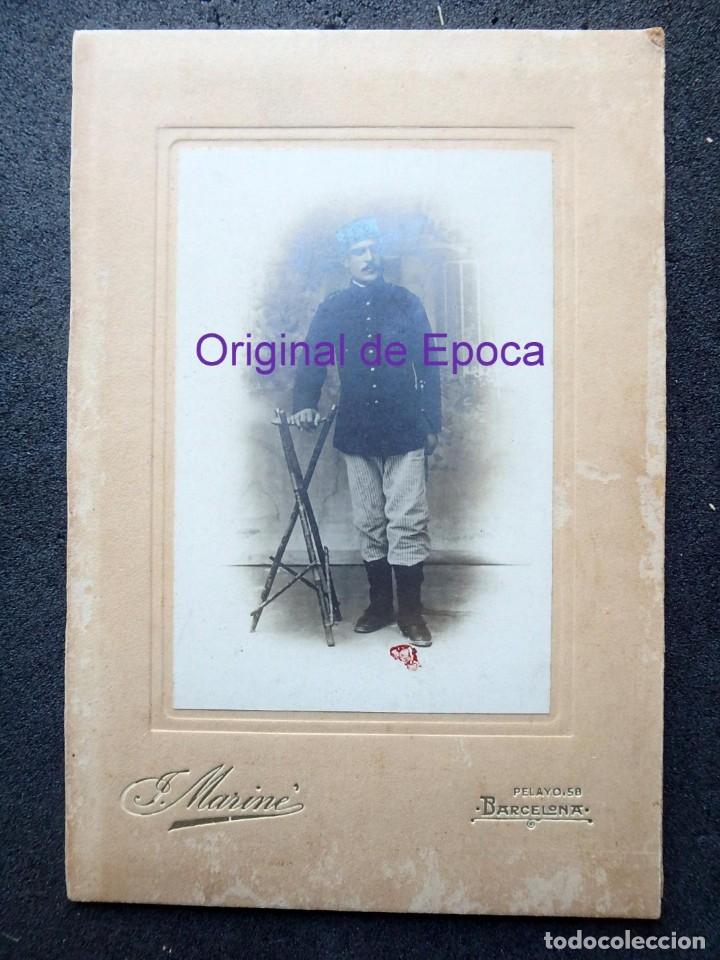 Militaria: (JX-200434)Fotograf&iacute;a de soldado de Caballer&iacute;a ? pantal&oacute;n de rayadillo .