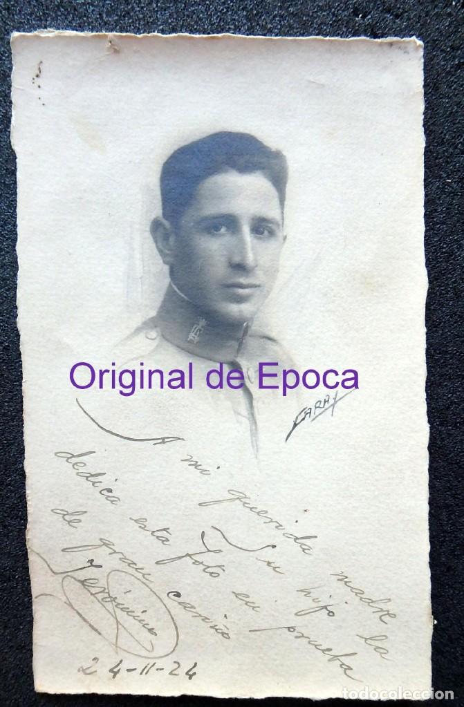 Militaria: (JX-200443)Fotograf&iacute;a de soldado,Caballeria ? fechada en 1924 medidas 8,50 cm x 13,50 cm .