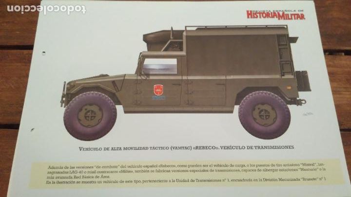 Militaria: LAMINA FICHA MILITAR VEHICULO DE TRANSMISIONES VEMTAC