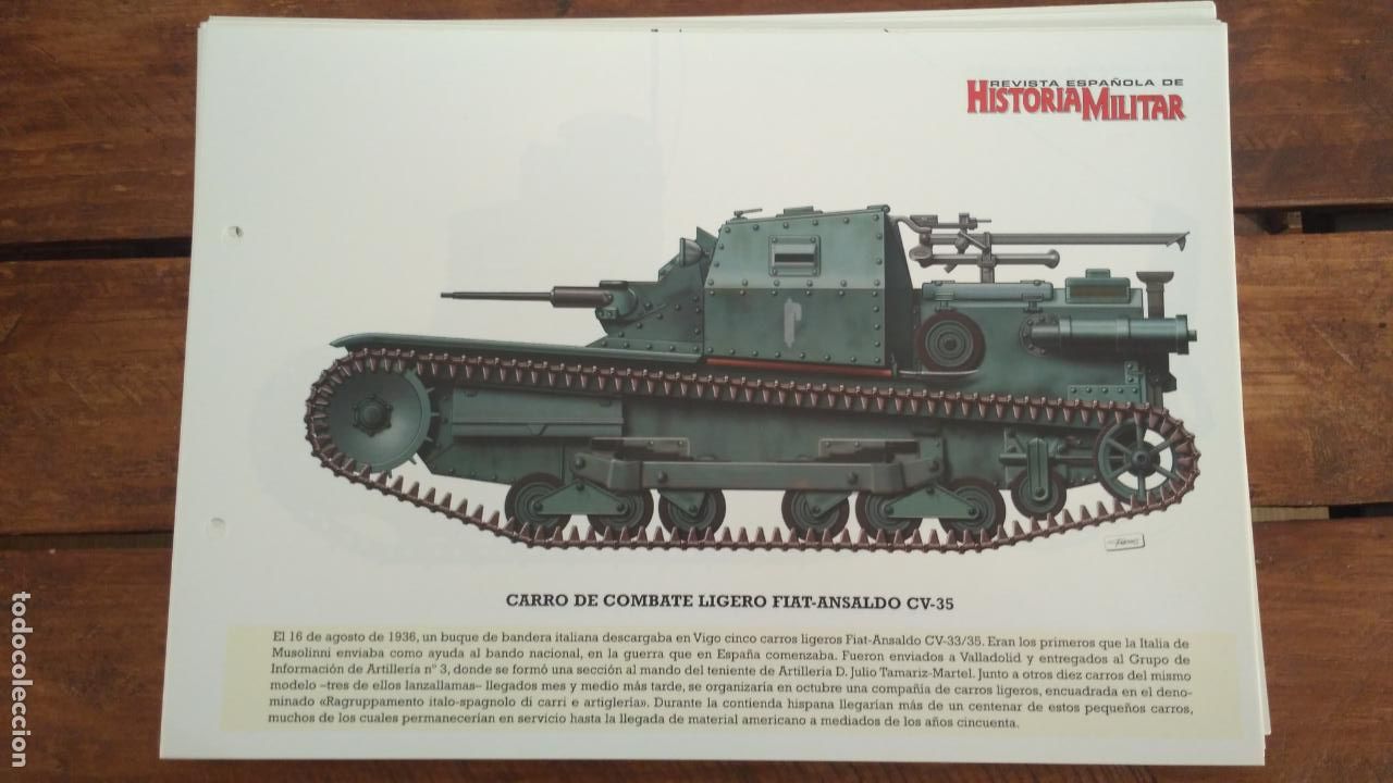 Militaria: LAMINA FICHA MILITAR CARRO DE COMBATE LIGERO FLAT-ANSALDO CV-35