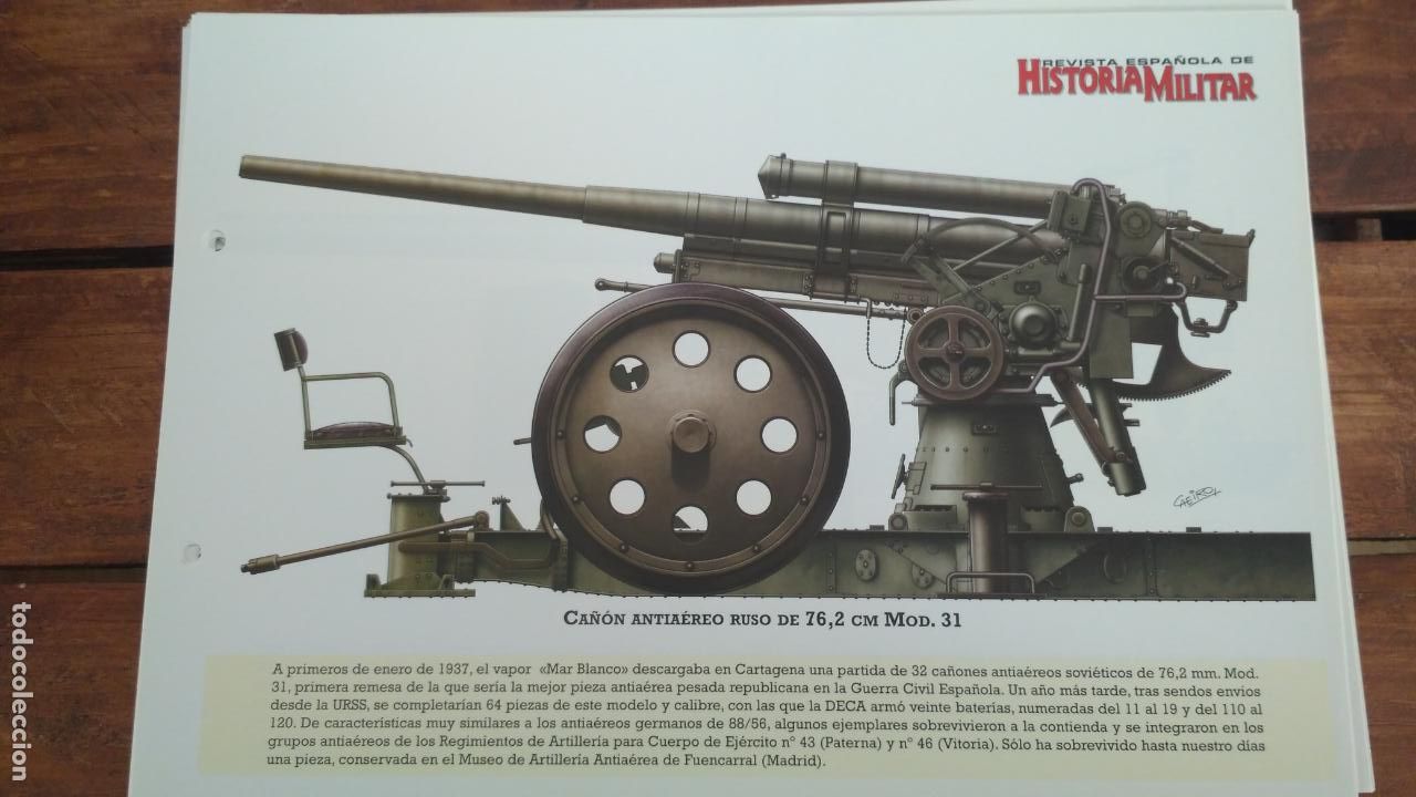 Militaria: LAMINA FICHA MILITAR CA&Ntilde;ON ANTIAEREO RUSO DE 76,2CM