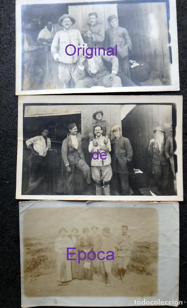 Militaria: (JX-200454)Tres fotograf&iacute;as militares , Sargento de Intendencia y una albumina fechada en Tetuan