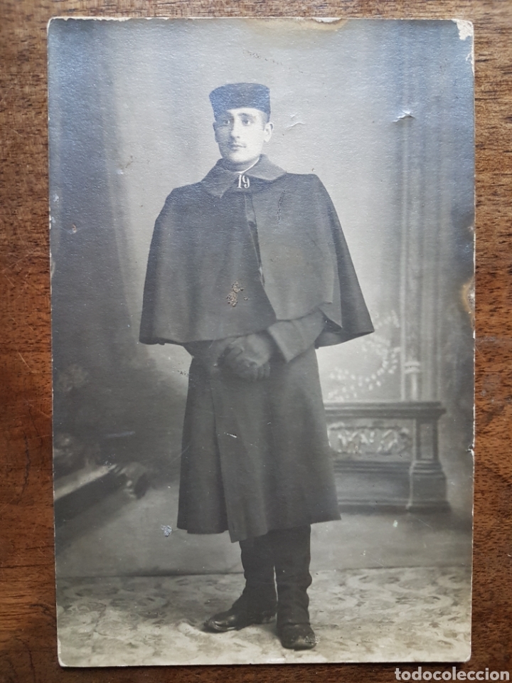 Military Antiques: Fotograf&iacute;a postal soldado Alfonsino 19 regimiento infanter&iacute;a Galicia gorrillo panadero y Capote
