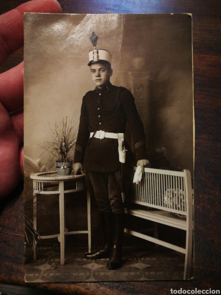 Militaria: ANTIGUA TARJETA POSTAL MILITAR OFICIAL- FOTOGRAF&Iacute;A LUX, PEREFERRER Y BARBER (GERONA), 13'5X9CM.