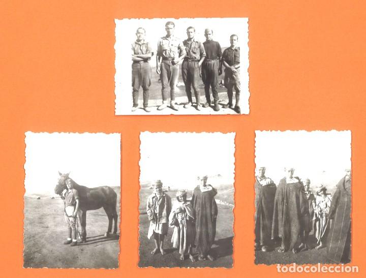 Militaria: Lote 4 fotograf&iacute;as en posici&oacute;n africana