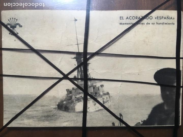 Militaria: Guerra civil Espa&ntilde;ola. postal original El Acorazado Espa&ntilde;a momentos antes de su hundimiento.nic