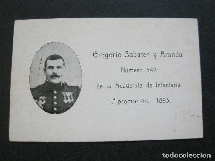 Military Antiques: GREGORIO SABATER Y ARANDA-ACADEMIA INFANTERIA 1893-TARJETA MILITAR-VER FOTOS-(71.388)