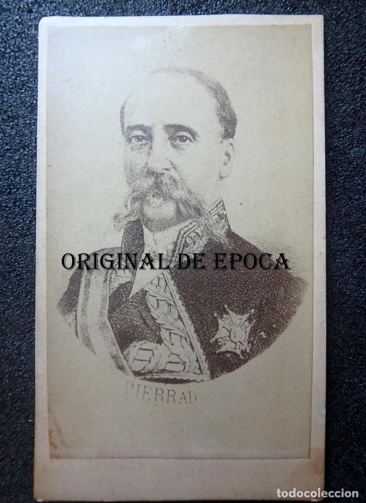 Militaria: (JX-200665)Carta de visita,fotograf&iacute;a del Brigadier D.Blas Pierrad.Guerras Carlistas,Colonias Filipi