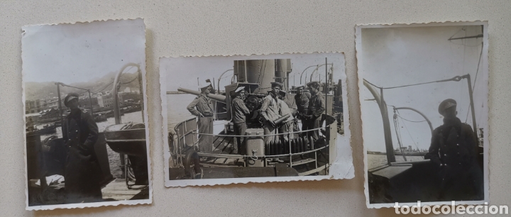 Militaria: Lote 3 fotos Gabriel Pita Da Veiga - 2 Comandante Guardacostas Arcila - Guerra Civil 1937 y 1938