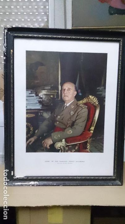 Military Antiques: BONITO RETRATO DE DON FRANCISCO FRANCO CAUDILLO DE ESPA&Ntilde;A ENMARCADO BAHAMONDE