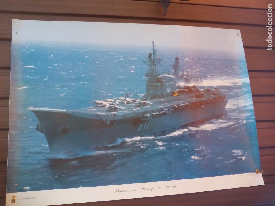 Military Antiques: PORTAVIONES PRINCIPE DE ASTURIAS. ARMADA ESPA&Ntilde;OLA, 94 X 66,5 CM. GABINETE DE AJEMA FOTO POSTER
