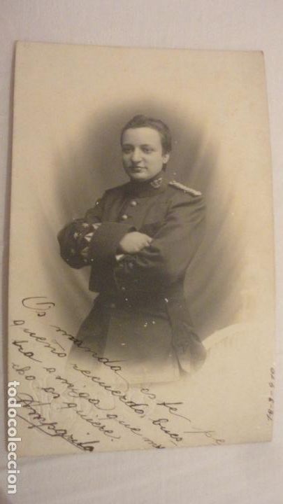 Militaria: ANTIGUA FOTOGRAFIA.CHICA UNIFORME MILITAR.BANDA? AMPARO.SAN MARTIN.ARGENTINA? 1910