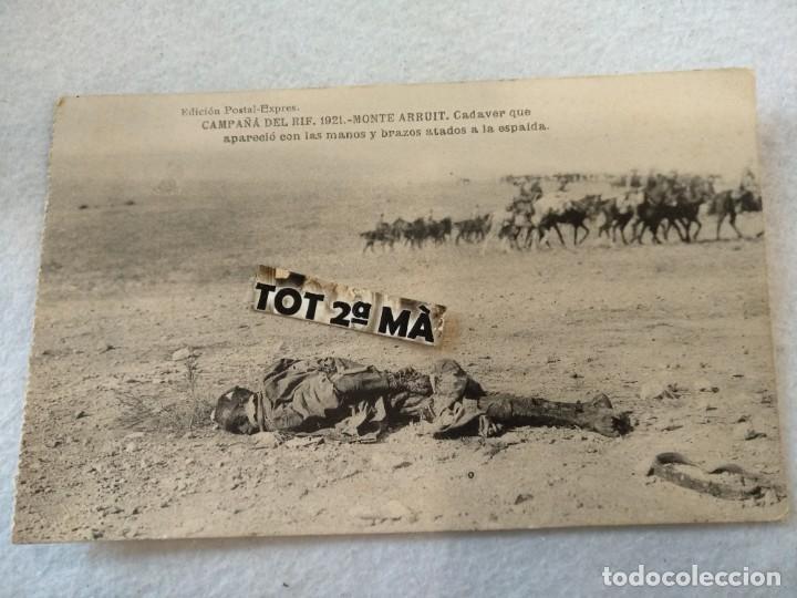 Militaria: Foto postal militar, campa&ntilde;a del RIF 1921 cad&aacute;ver con manos y pies atados