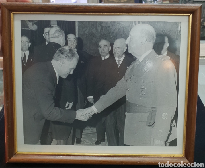 Militaria: FOTOGRAFIA ENMARCADA FRANCO. 29&times;24 CM