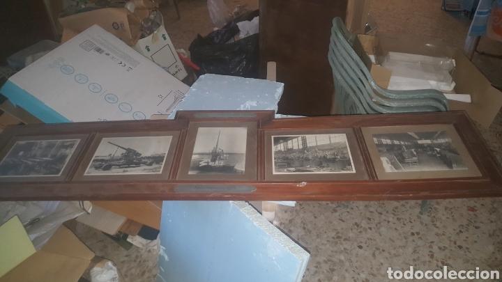 Militaria: 5 fotografias de los Talleres de artilleria de la carraca y san carlos. Equipo antiaereode 101,6 m/m