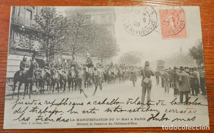 Militaria: POSTAL DE LA MANIFESTATION DU 1 MAI, PARIS, DESFILE DE CABALLERIA, CIRCULADA.