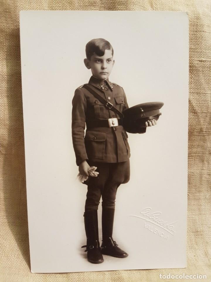 Military Antiques: Antigua foto postal de ni&ntilde;o vestido de soldado de artilleria &eacute;poca republica