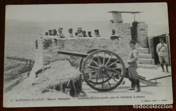 Military Antiques: POSTAL DE KOUDIAT EL BIAT, N.77, MARRUECOS, GENERAL LYAUTET, NO CIRCULADA.