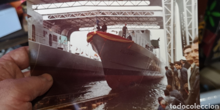 Militaria: Fotograf&iacute;a Botadura de la fragata Villaamil a&ntilde;os 70