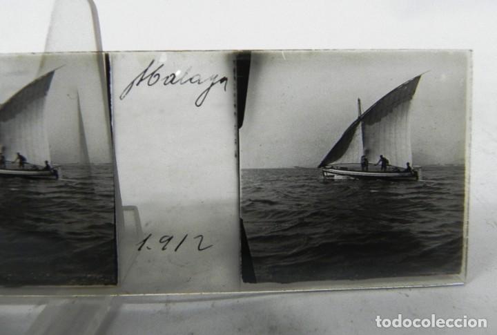 Military Antiques: FOTOGRAFIA ESTEREOSCOPICA BARCA EN MALAGA,, A&Ntilde;O 1912, REALIZADA EN CRISTAL, MIDE 10,6 X 4,3 CMS.