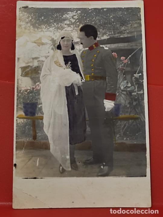 Militaria: MILITAR BODA FOTOGRAFIA COLOREADA DORSO POSTAL CURIOSA LEER DESCRICI&Oacute;N
