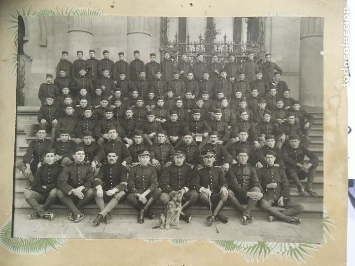 Militaria: Foto militar Batall&oacute;n de Artiller&iacute;a principios siglo XX, desconozco lugar. mide todo 26x21,5 cms