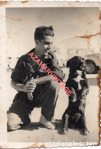 Militaria: ANTIGUA FOTOGRAFIA SOLDADO CON PERRO, 70X100MM