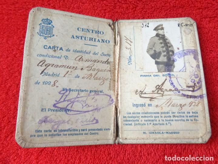 Militaria: CARNET DE SOCIO DE CENTRO ASTURIANO DE MADRID DE MILITAR 1928