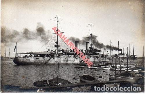 Militaria: ESPECTACULAR POSTAL FOTOGRAFICA DE UN BUQUE DE GUERRA