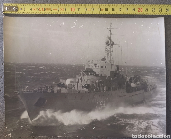 Military Antiques: Lote 2 Fotograf&iacute;as Antigua Corbeta Nautilus F64 - Fragata Armada Espa&ntilde;ola Marina de Guerra 24x18 cm