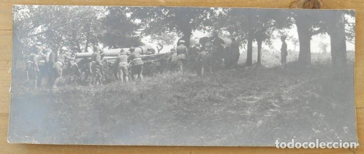 Militaria: FOTOGRAFIA DE REGIMIENTO DE ARTILLERIA TRANSPORTANDO BATERIAS, CA&Ntilde;ON, MIDE 19,5 X 8 CMS.
