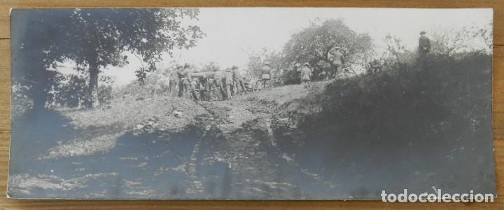 Militaria: FOTOGRAFIA DE REGIMIENTO DE ARTILLERIA TRANSPORTANDO BATERIAS, CA&Ntilde;ON, MIDE 19,5 X 8 CMS.