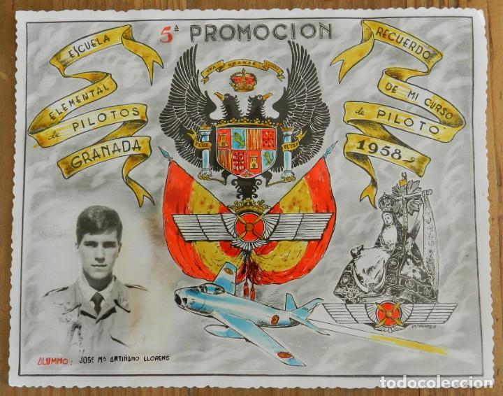 Militaria: FOTOGRAFIA DE LA 5&ordf; PROMOCION DE LA ESCUELA ELEMENTAL DE PILOTOS DE GRANADA, ACIACION, 1958, MIDE 17