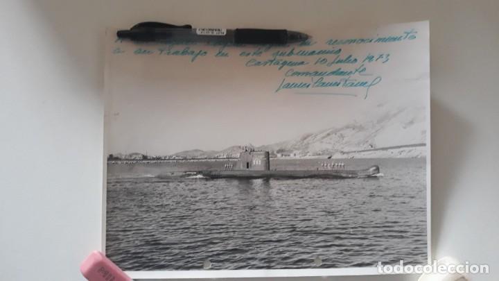 Military Antiques: Fotograf&iacute;a Submarino S 62 TONINA. Dedicatoria de su Comandante. Fechada en Cartagena, 1973. Botadura