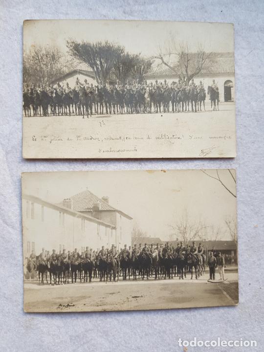 Militaria: PAREJA DE FOTOS POSTAL 4&ordm; PELOTON DEL 1&ordm; ESCUADRON FRANCIA 1905