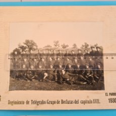 Militaria: ANTIGUA FOTOGRAFIA - REGIMIENTO DE TELEGRAFOS GRUPO DE RECLUTAS DEL CAPITULO XVII - EL PARDO 1930. Lote 300961393