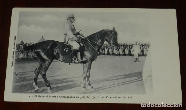 Militaria: POSTAL DEL GENERAL DE MARINA COMANDANTE EN JEFE DEL EJERCITO DE OPERACIONES DEL RIF, CLICHES L.BAISS