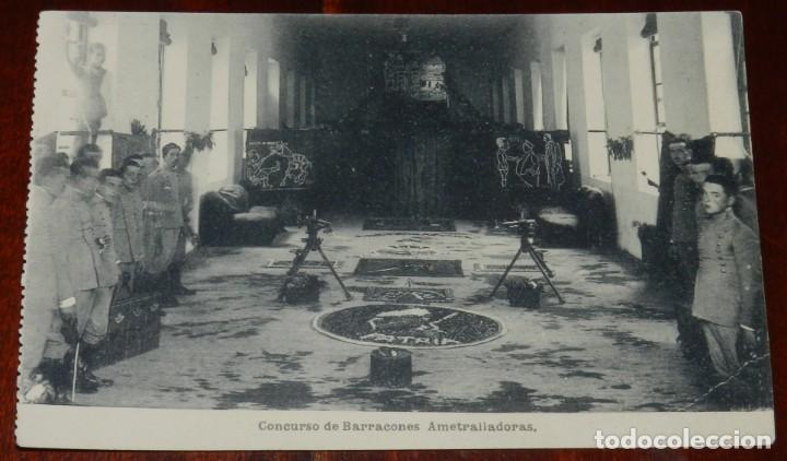 Military Antiques: POSTAL DE CONCURSO DE BARRACONES AMETRALLADORAS, JULIO LEOMPAR, FOT. DE HAUSER Y MENET, NO CIRCULADA