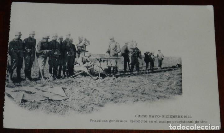 Militaria: POSTAL CURSO MAYO - DICIEMBRE, 1922 , PRACTICAS GENERALES. EJERCICIOS EN EL CAMPO PROVISIONAL DE TIR