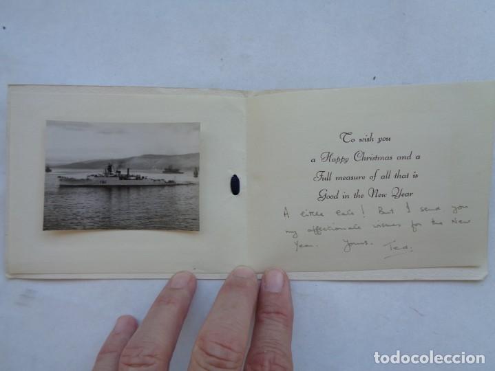 Military Antiques: MARINA DE GUERRA REINO UNIDO, H.M.S. RELENTLESS: TARJETA FELICITACION NAVIDAD CON FOTO DE BARCO F185
