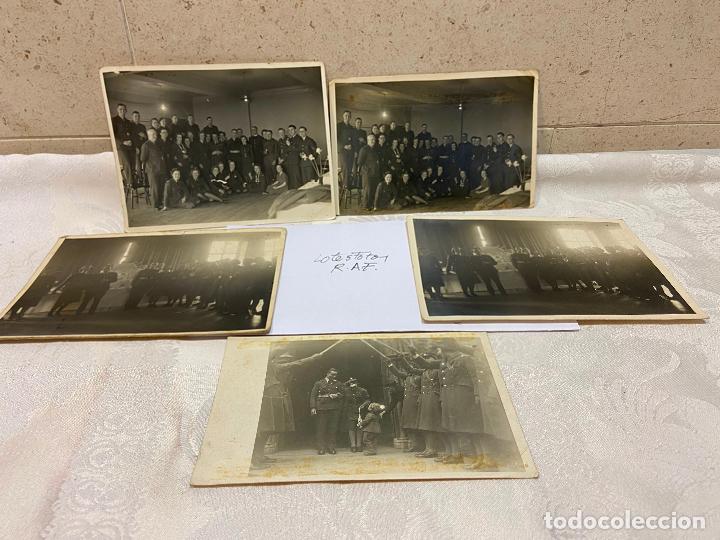 Militaria: 71.- Lote 5 fotograf&iacute;as boda y banquete miembros de la Royal Air Force