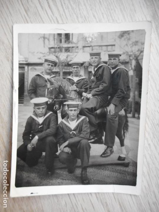 Militaria: ANTIGUA FOTOGRAFIA MINUTERO MILITARES DE MARINA EN CABALLO